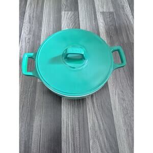 Rare T-Fal Cast Aluminum Enamel Cooking Dutch Oven Pot 10” X 5” Kelly Green